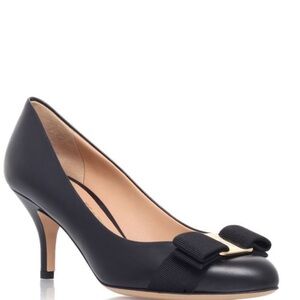Salvatore Ferragamo Carla 70 Black Leather Pumps